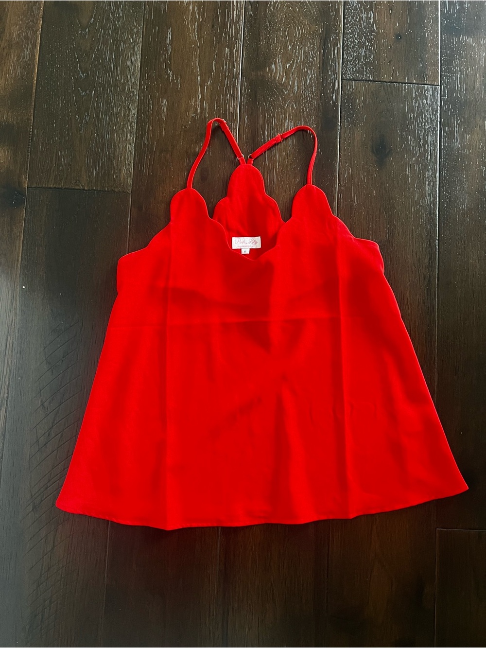 Confess my love Red Scallop Edge Camisole Tank